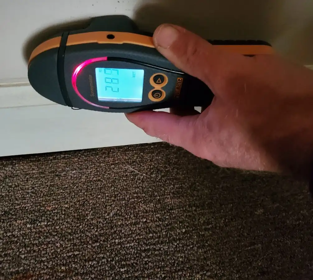 Moisture detection at baseboard during Burst Pipe Cleanup in Oregon City